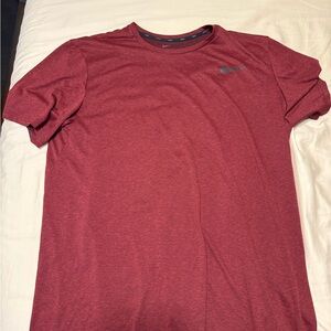 Nike Burgundy Crew Neck T-Shirt with Swoosh Logo